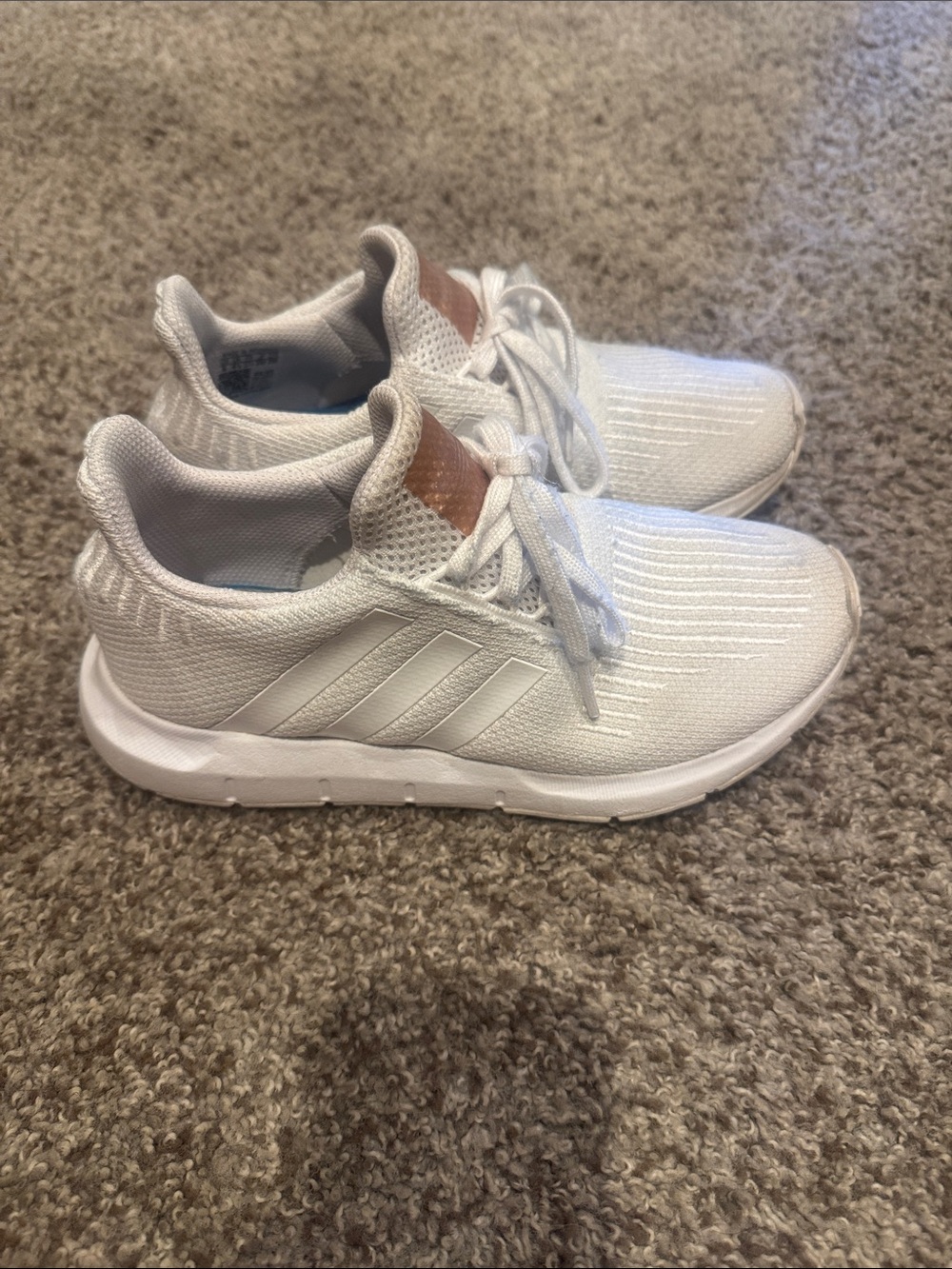 adidas Womens White Sneakers with Copper Tongue Detail